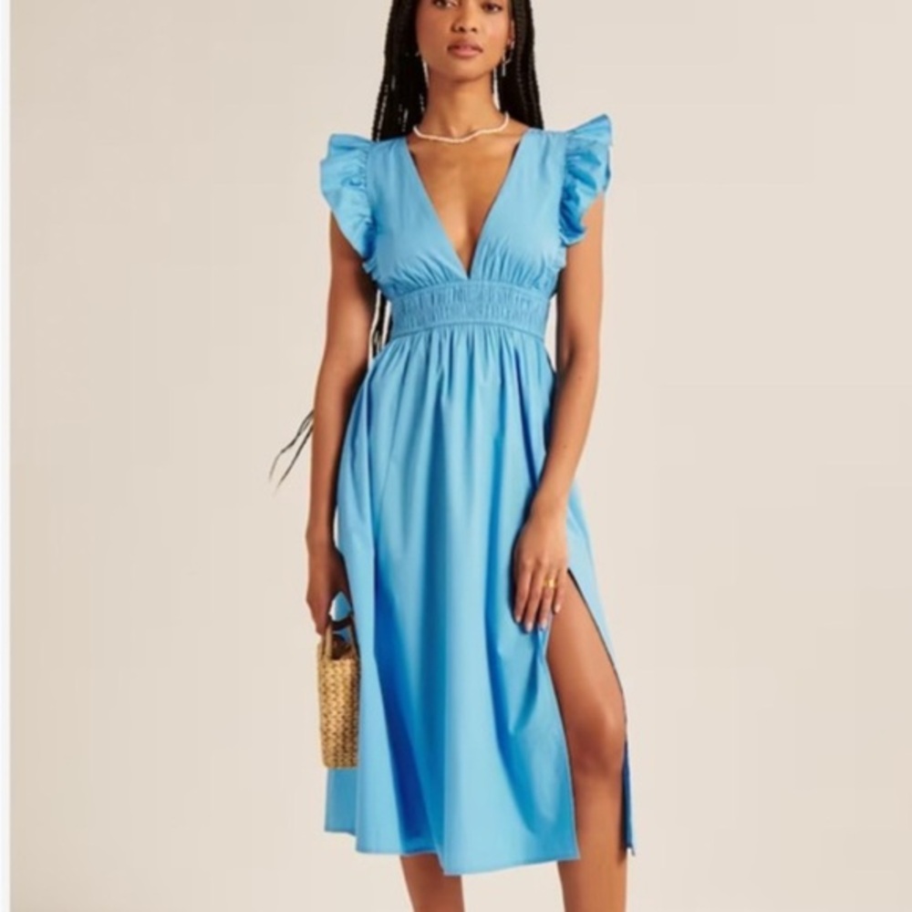 Abercrombie & Fitch  Flutter Sleeve rushed waist v neck women's dress size LT
